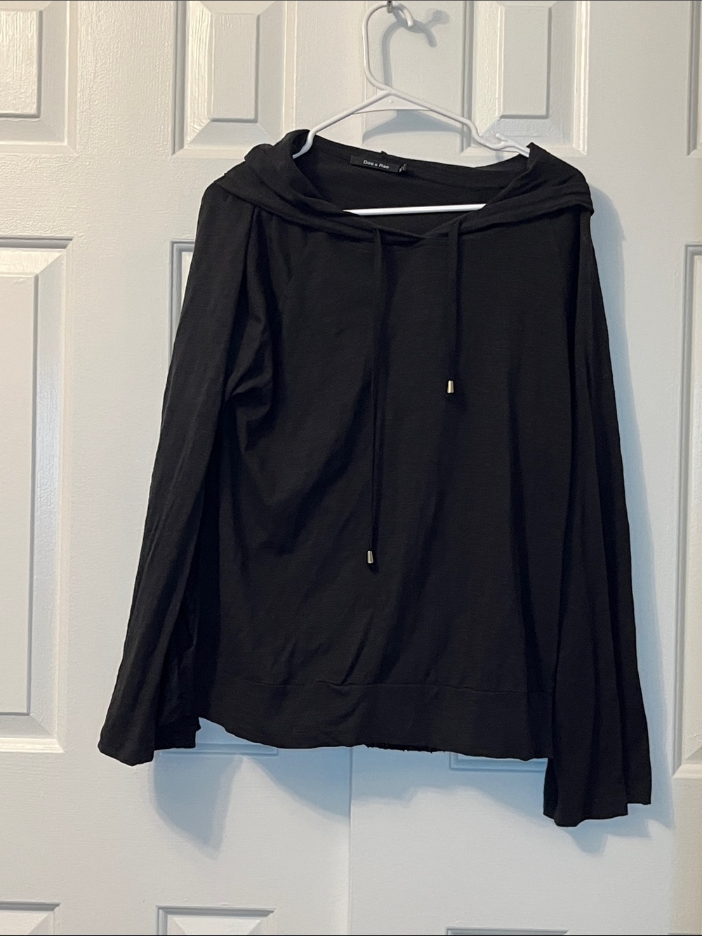 Doe & Rae Black Hoodie Sheer Lace Back Size M